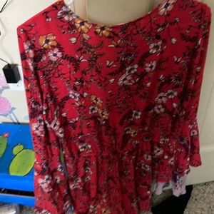 Red romper with cross section front